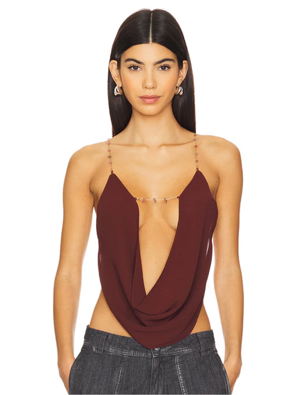Jaded London Cowl Neck Top in Plum Size 6